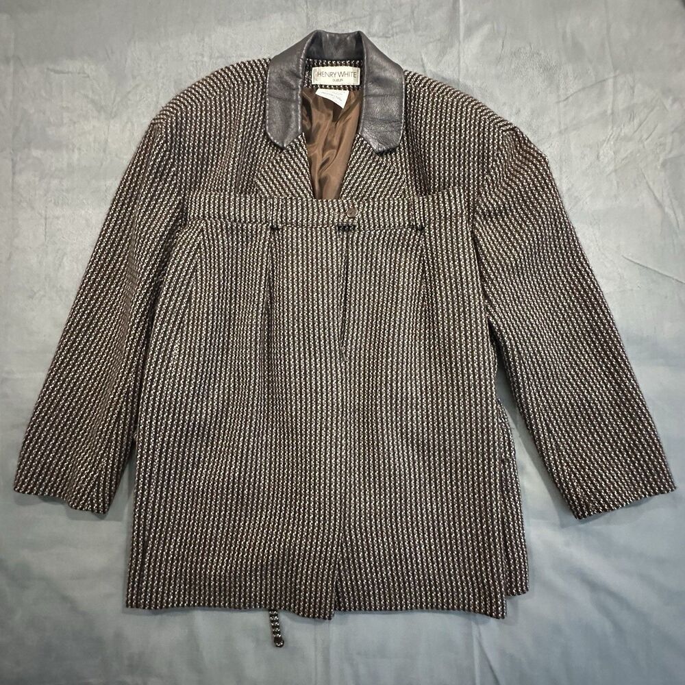 Vintage 80s Henry White Dublin Jacket Womens 12 Houndstooth Lambswool Skirt Set